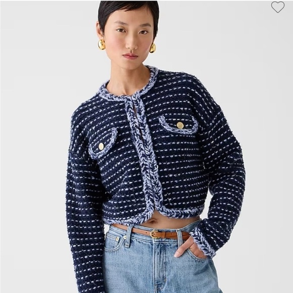 NEW J.Crew Cropped lady jacket in marled yarn Size XL - Picture 1 of 6